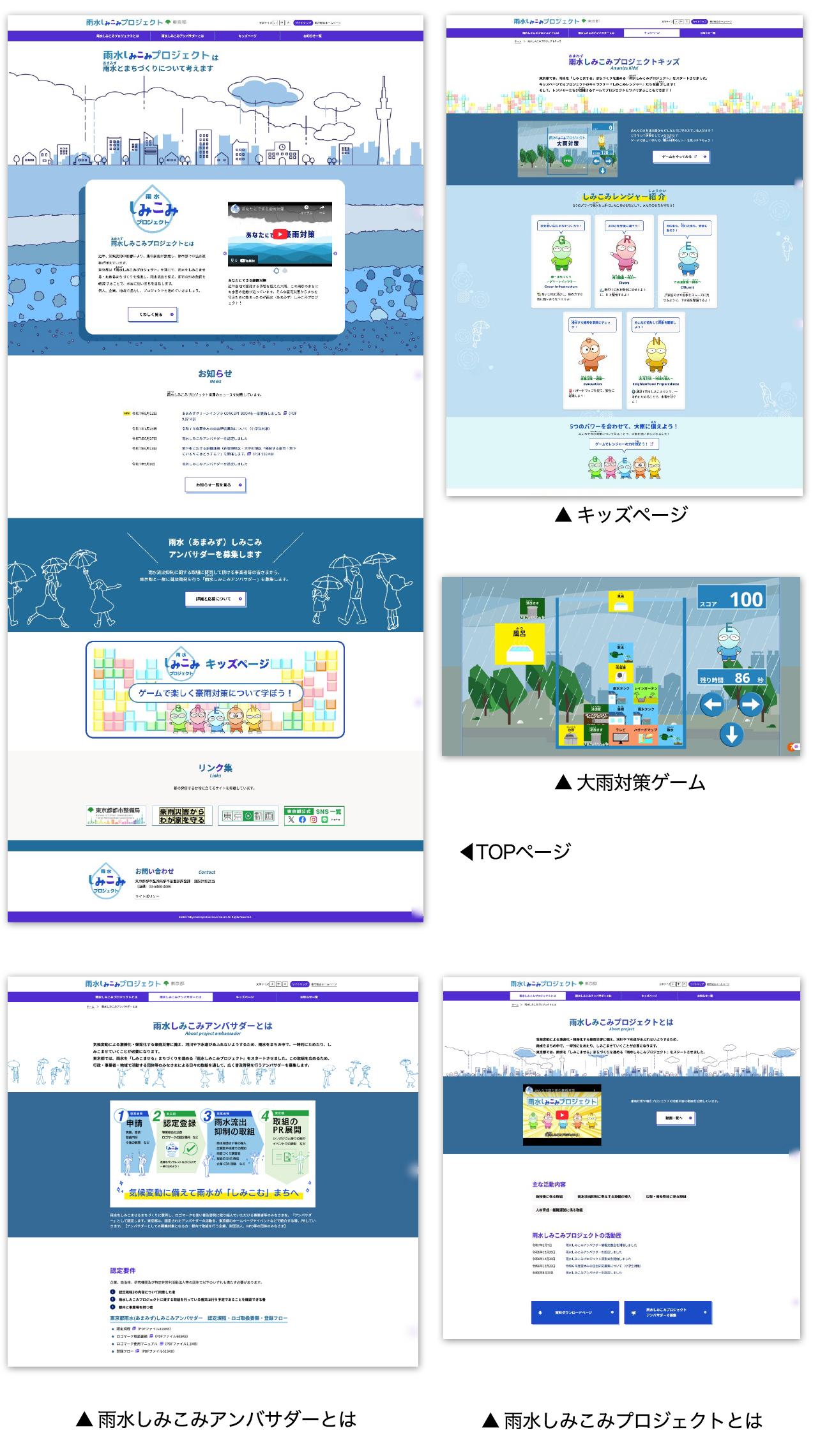 雨水しみこみプロジェクト WEBサイトの参考画像